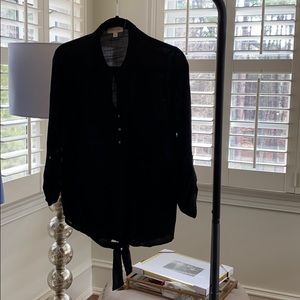 Tie waist button up blouse